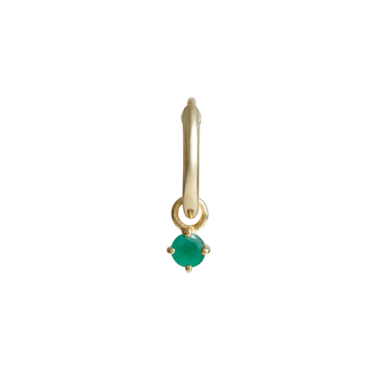 Birthstone Round Charm Hoop Solid Gold