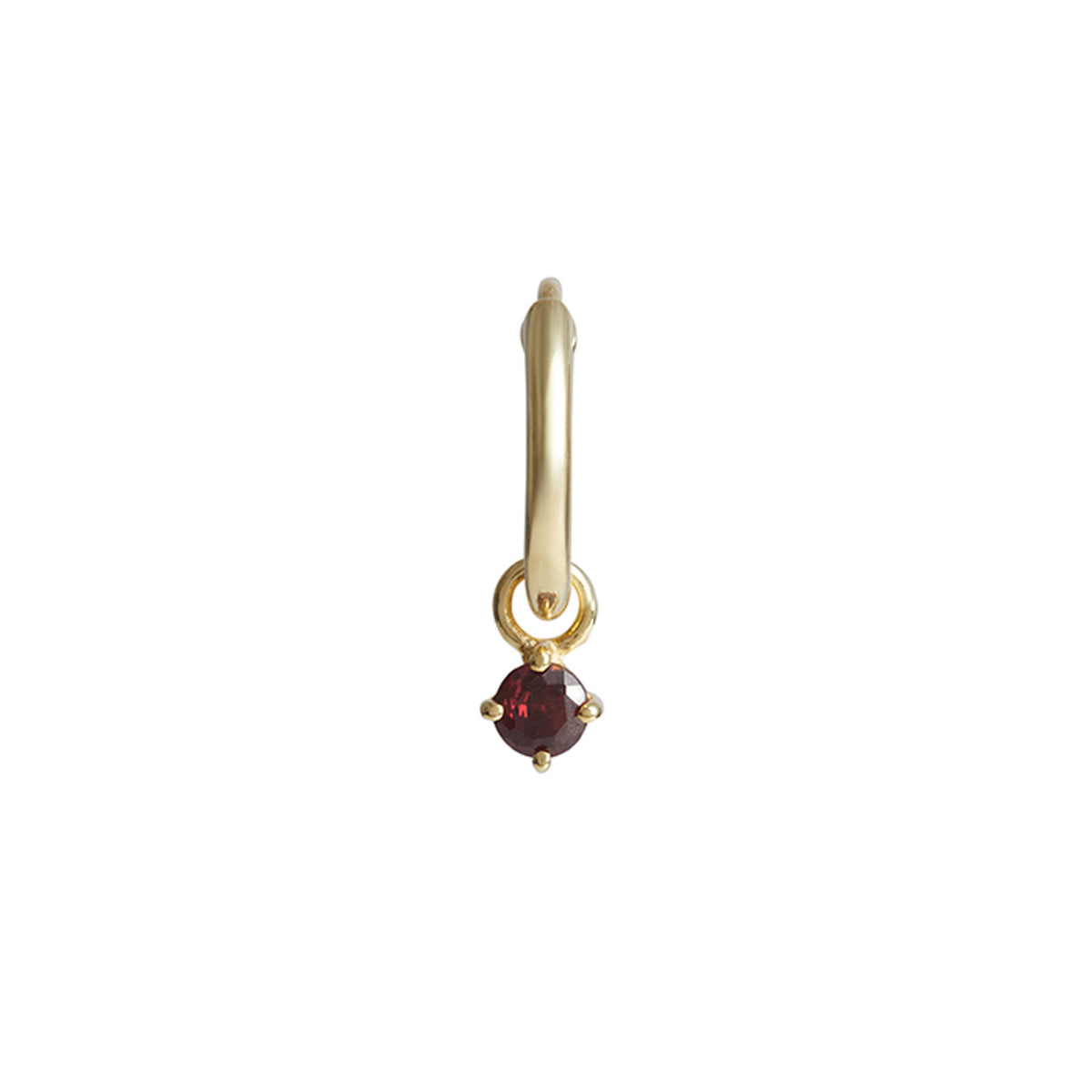 Birthstone Round Charm Hoop Solid Gold