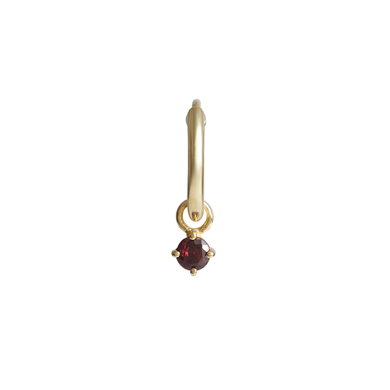 Birthstone Round Charm Hoop Solid Gold