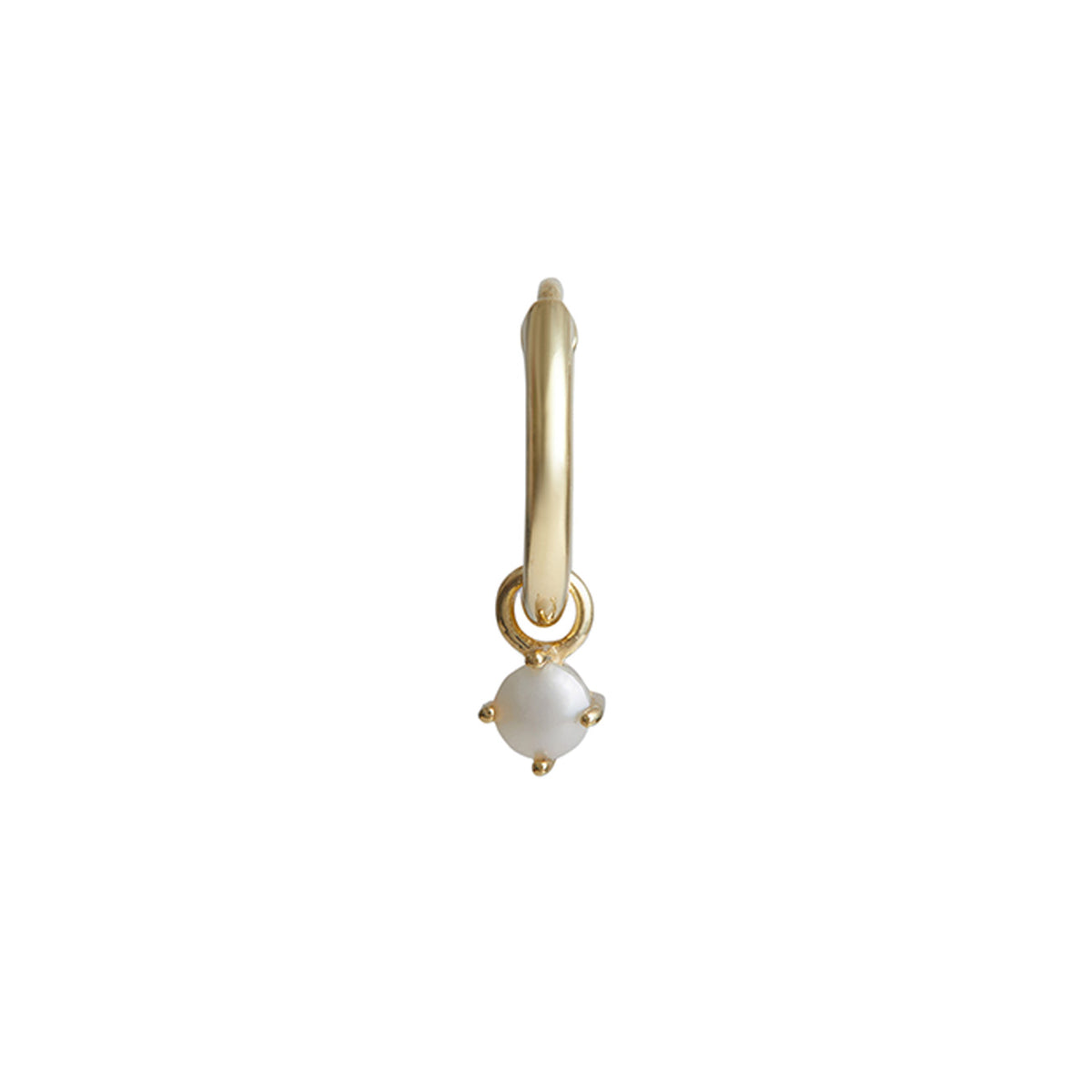 Birthstone Round Charm Hoop Solid Gold