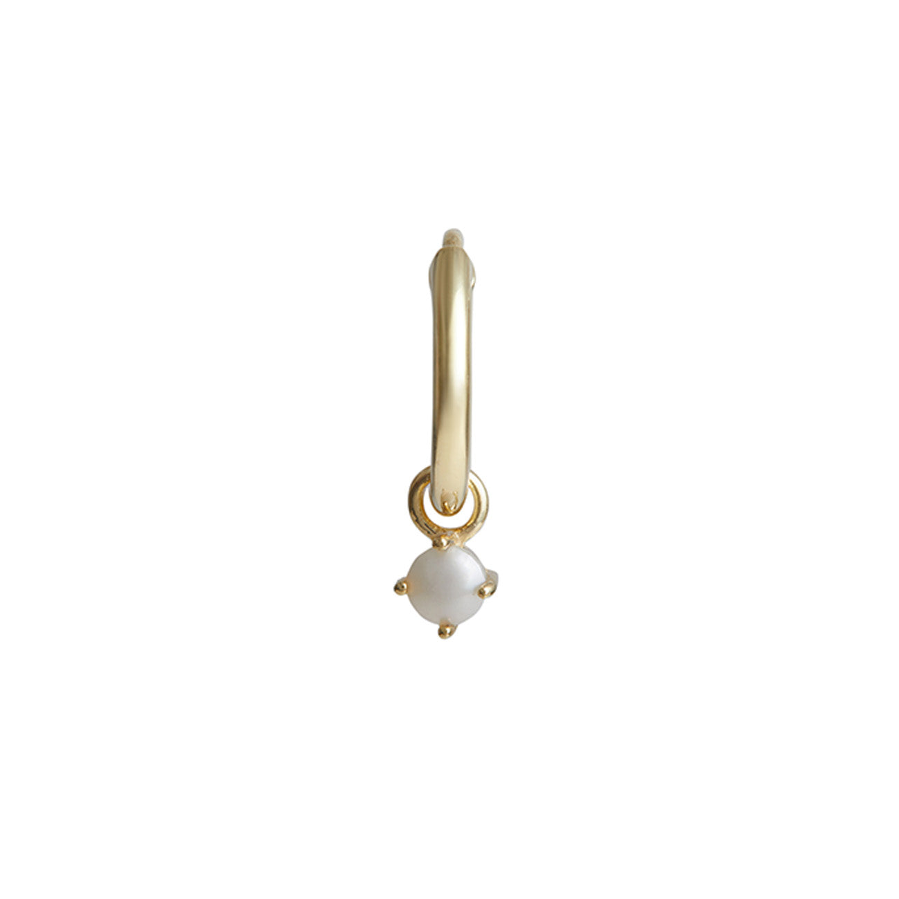 Birthstone Round Charm Hoop Solid Gold