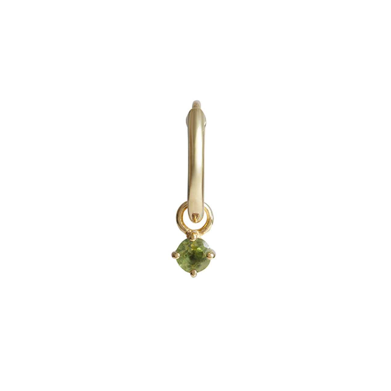 Birthstone Round Charm Hoop Solid Gold