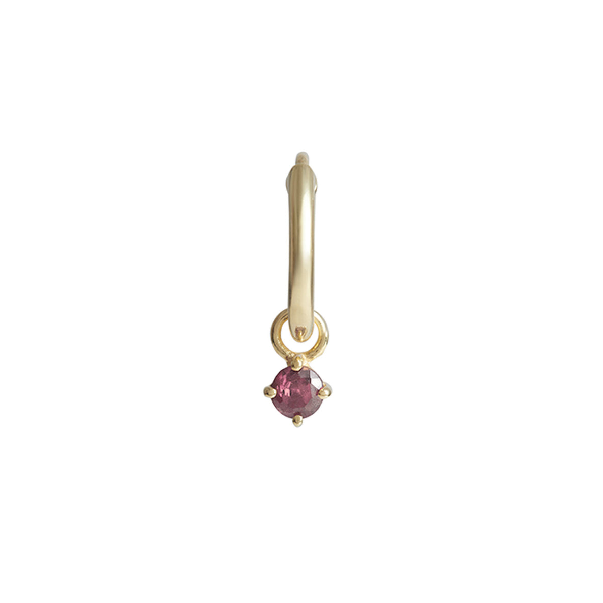 Birthstone Round Charm Hoop Solid Gold