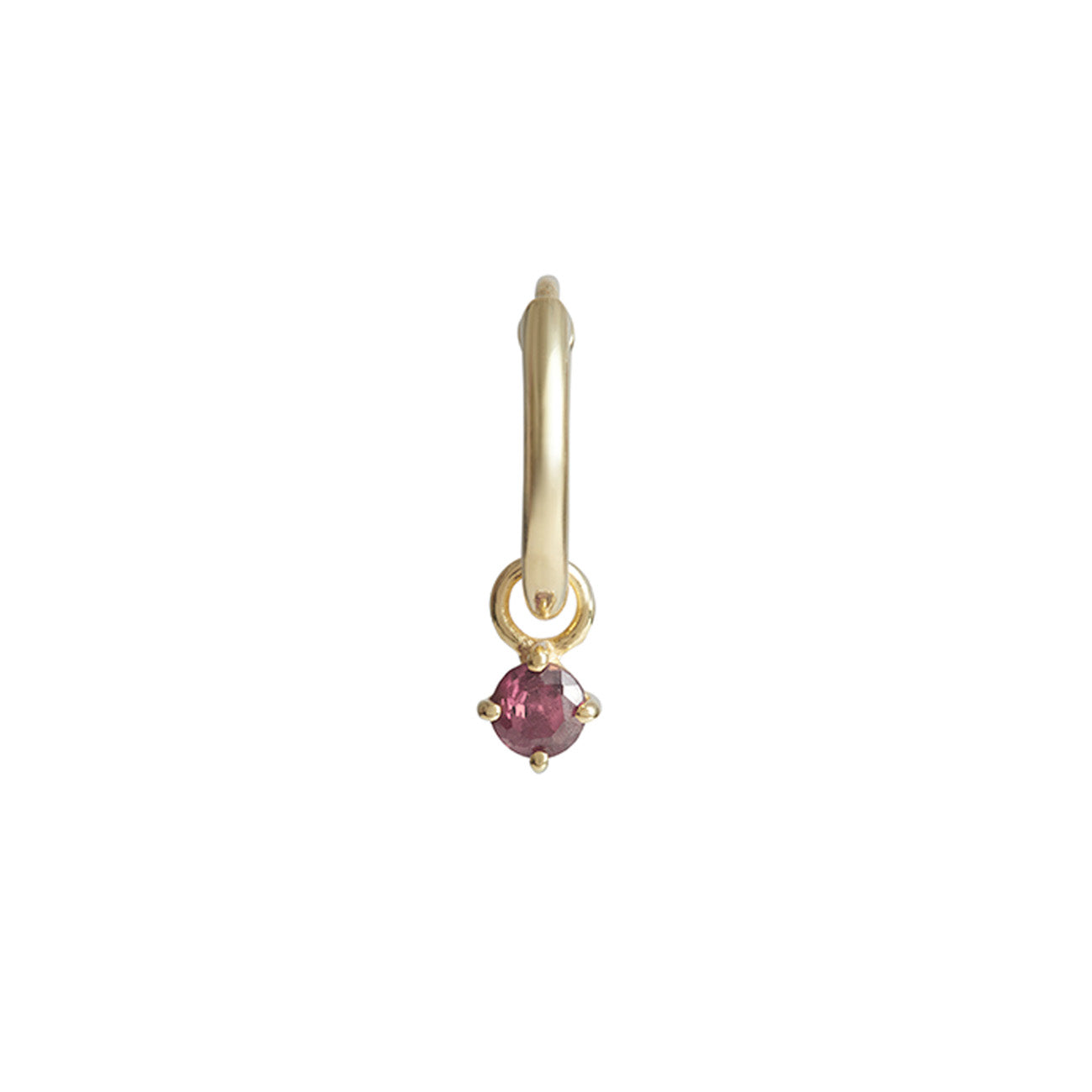 Birthstone Round Charm Hoop Solid Gold