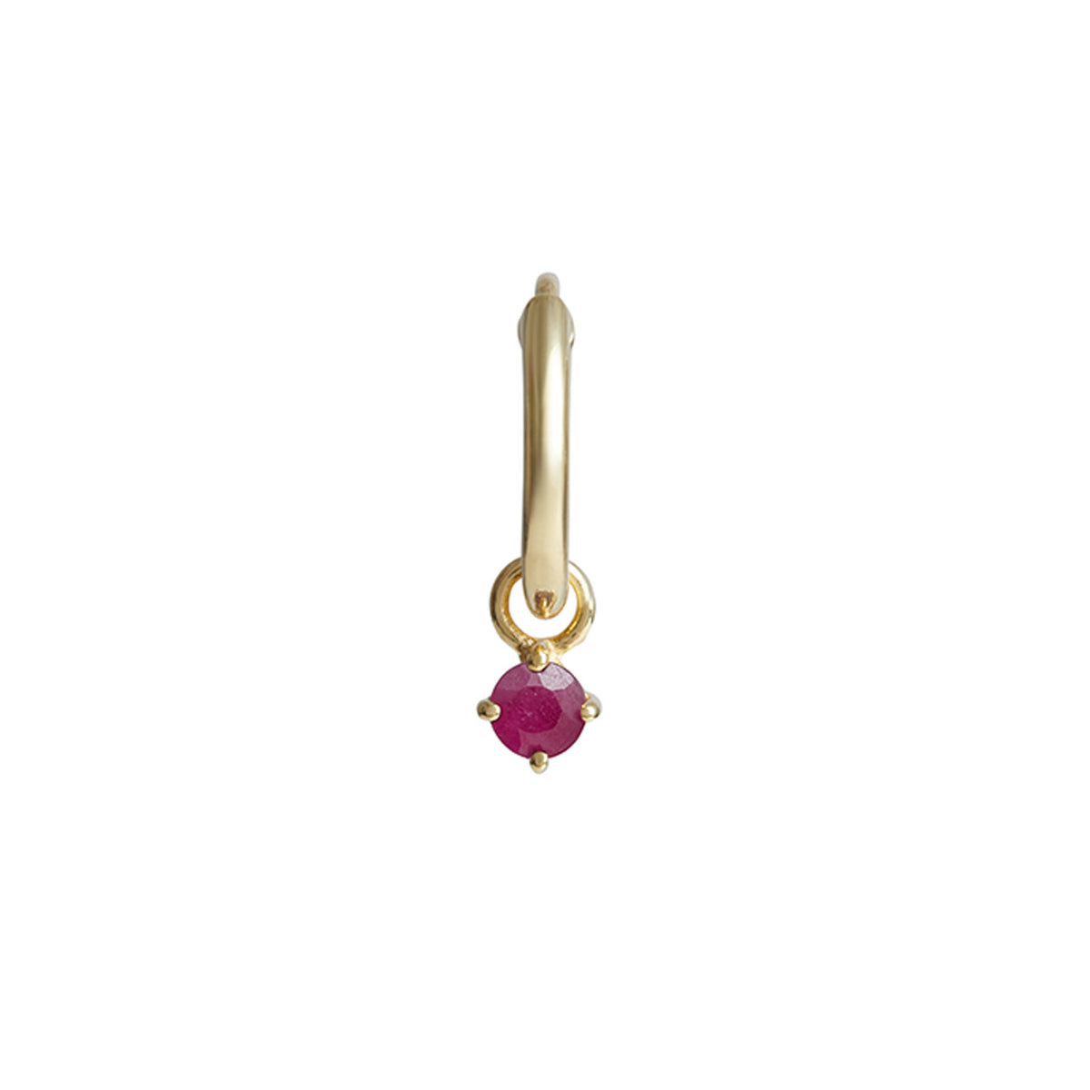Birthstone Round Charm Hoop Solid Gold