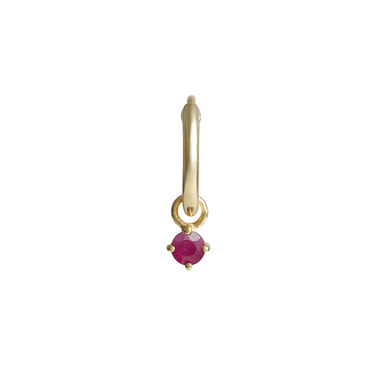 Birthstone Round Charm Hoop Solid Gold