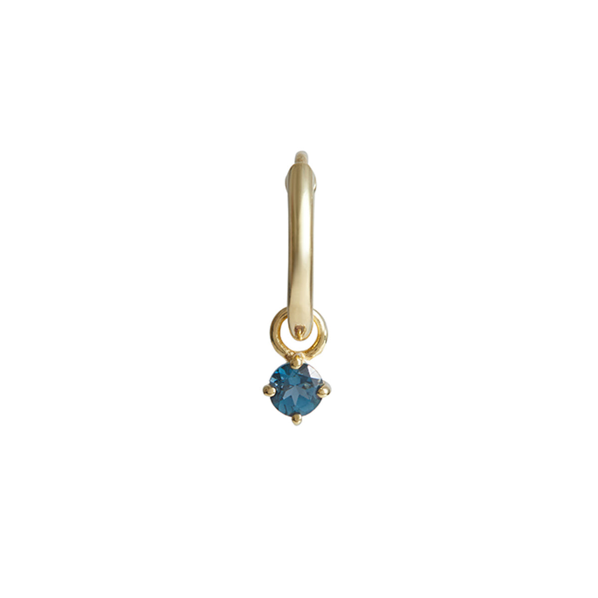 Birthstone Round Charm Hoop Solid Gold