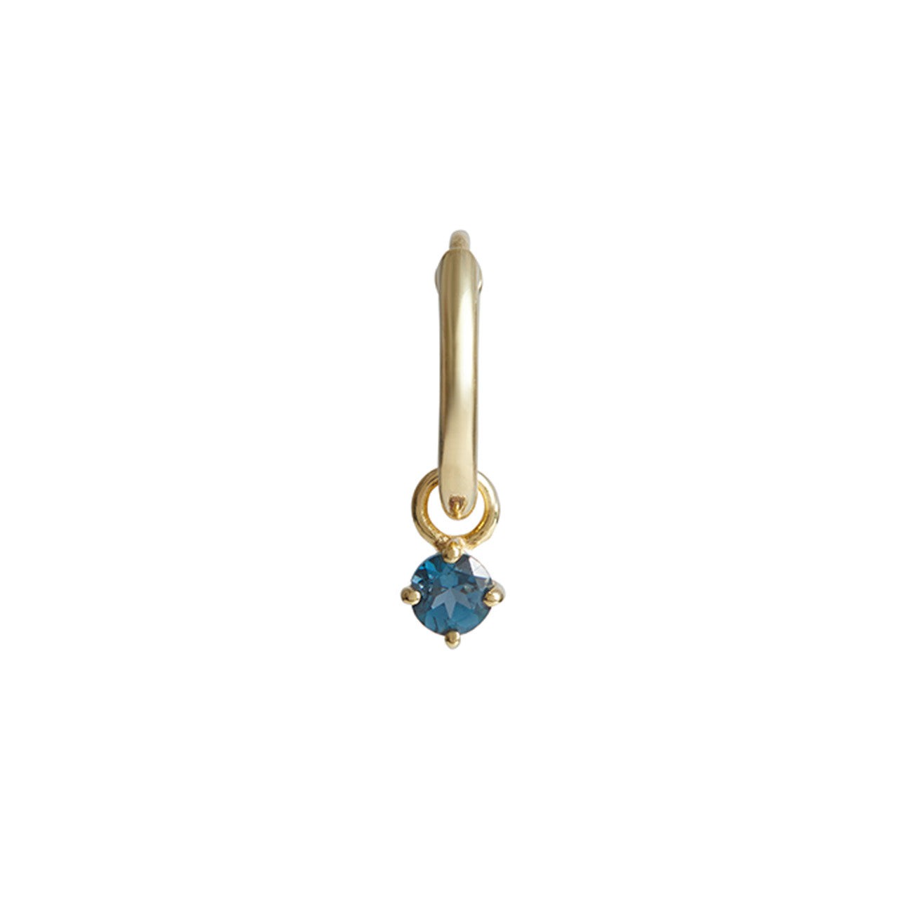Birthstone Round Charm Hoop Solid Gold