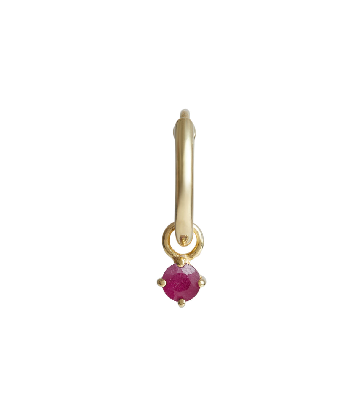 Birthstone Round Charm Hoop Solid Gold