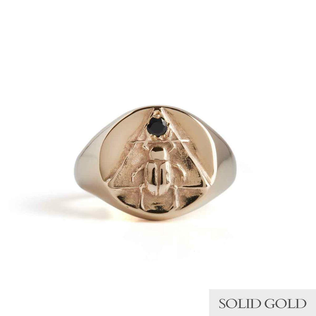 Scarab Signet Ring with Sapphire Solid Gold Rachel Entwistle
