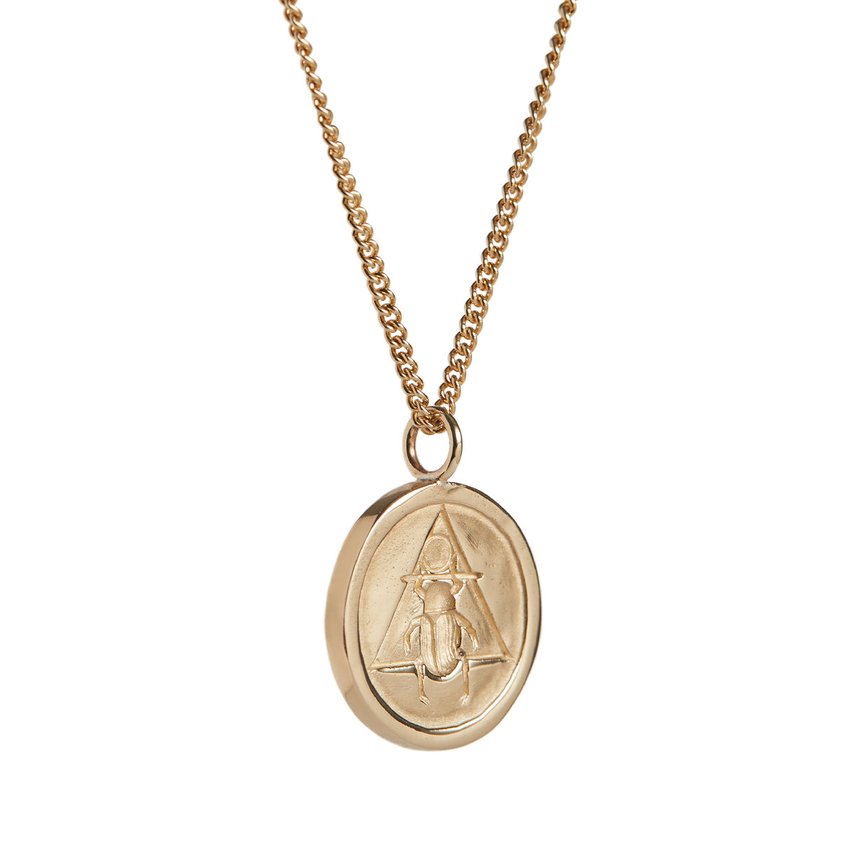 Scarab Coin Necklace Solid Gold