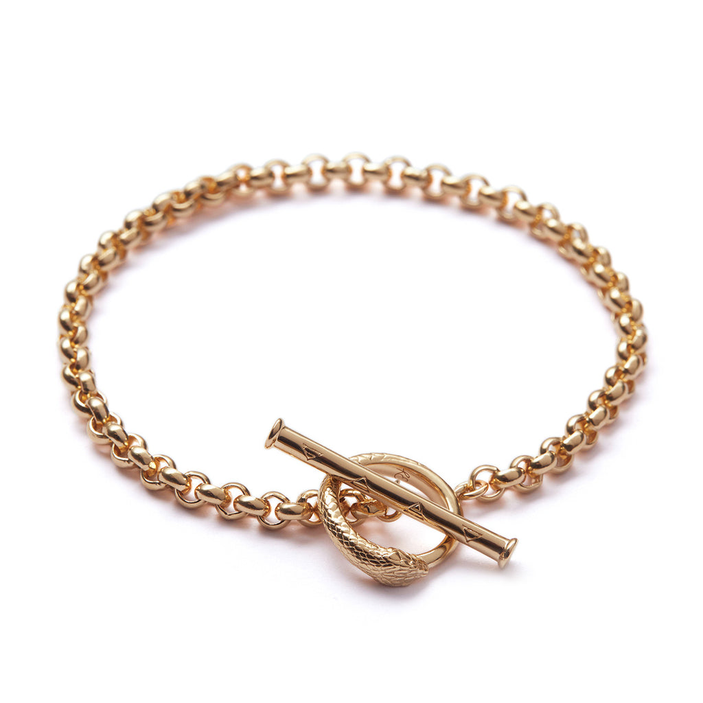 Ouroboros T Bar Chain Bracelet Solid