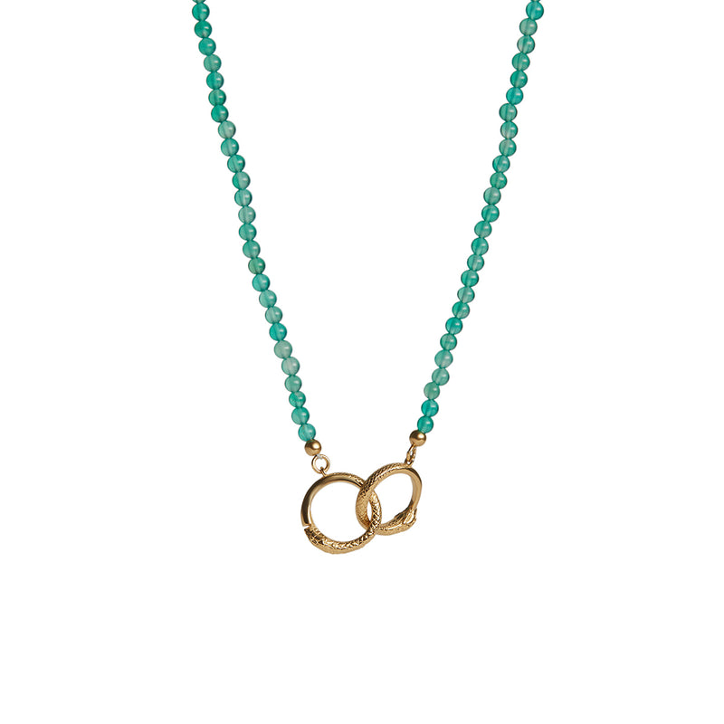 Ouroboros Green Onyx Necklace Gold