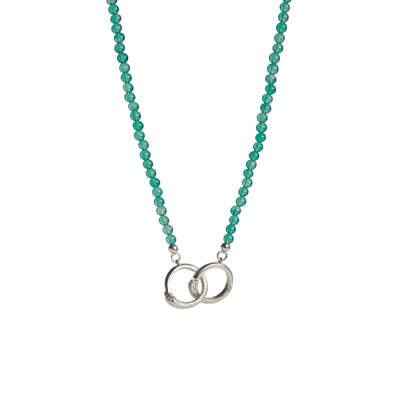 Ouroboros Green Onyx Necklace Silver