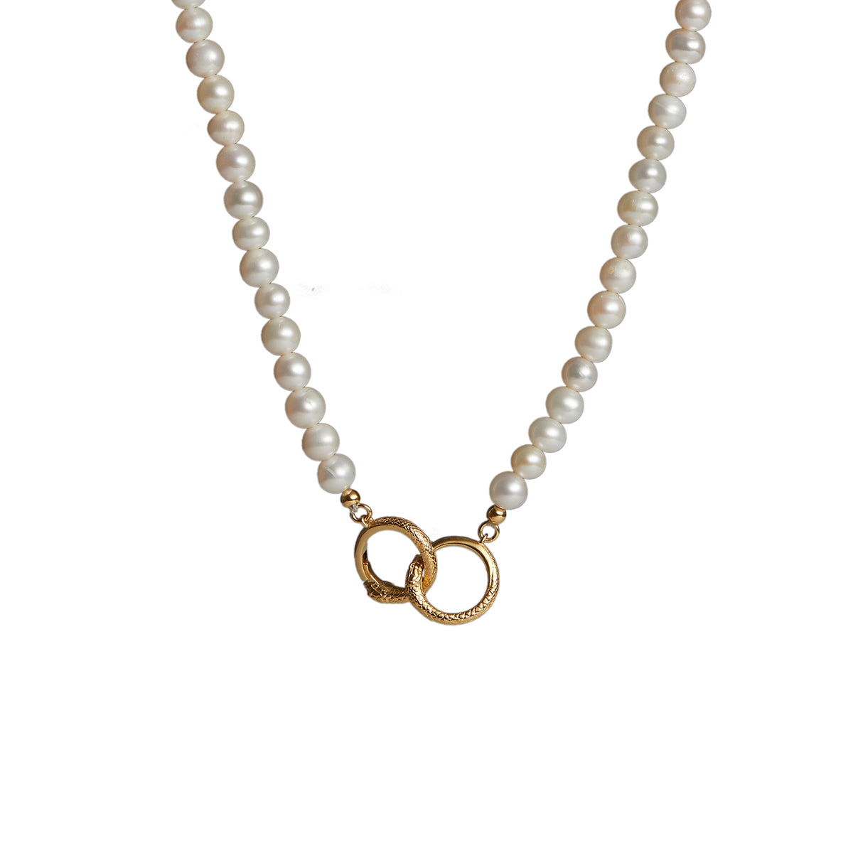 Ouroboros Pearl Necklace Gold