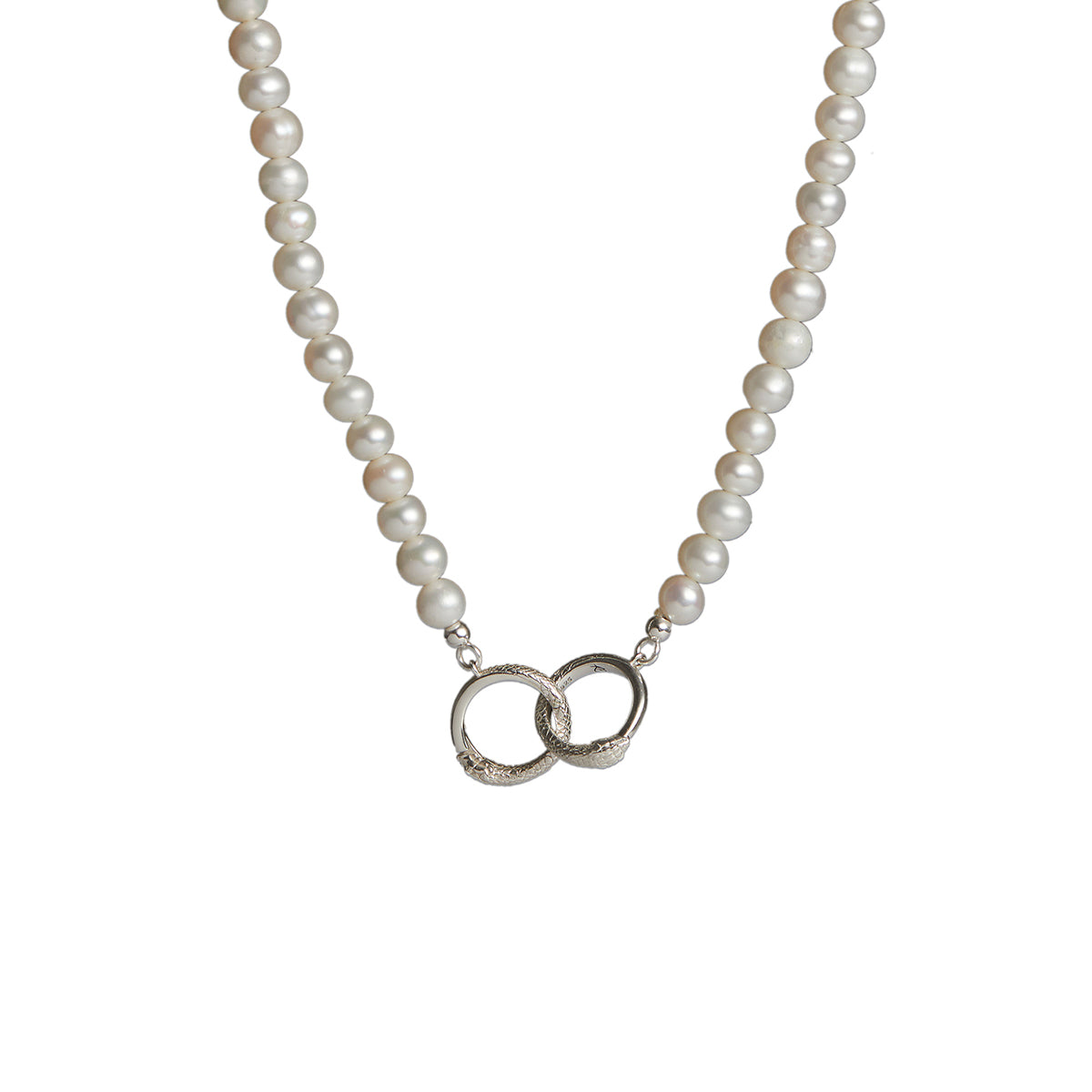 Ouroboros Pearl Necklace Silver