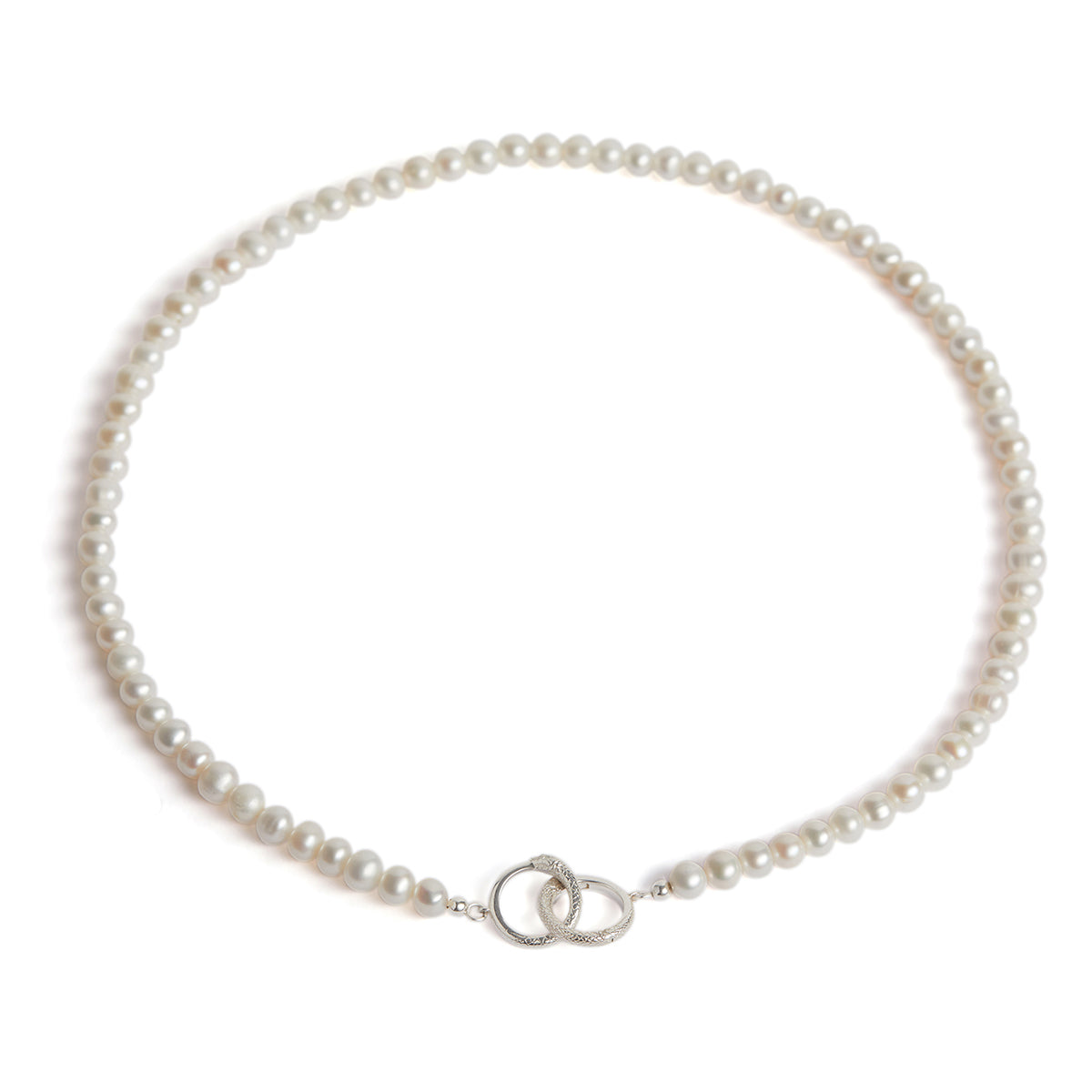 Ouroboros Pearl Necklace Silver