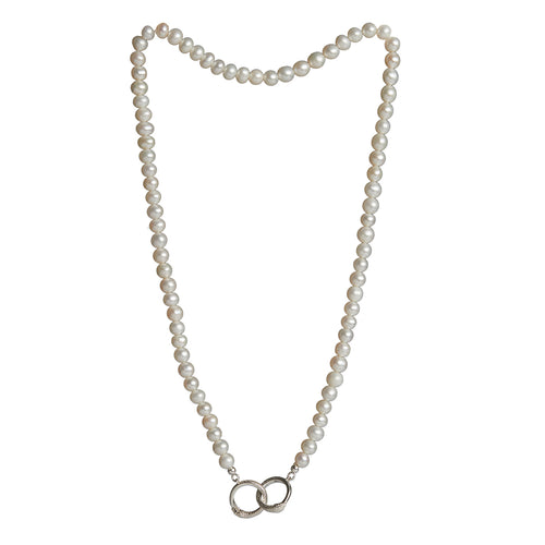 Ouroboros Pearl Necklace Silver Rachel Entwistle