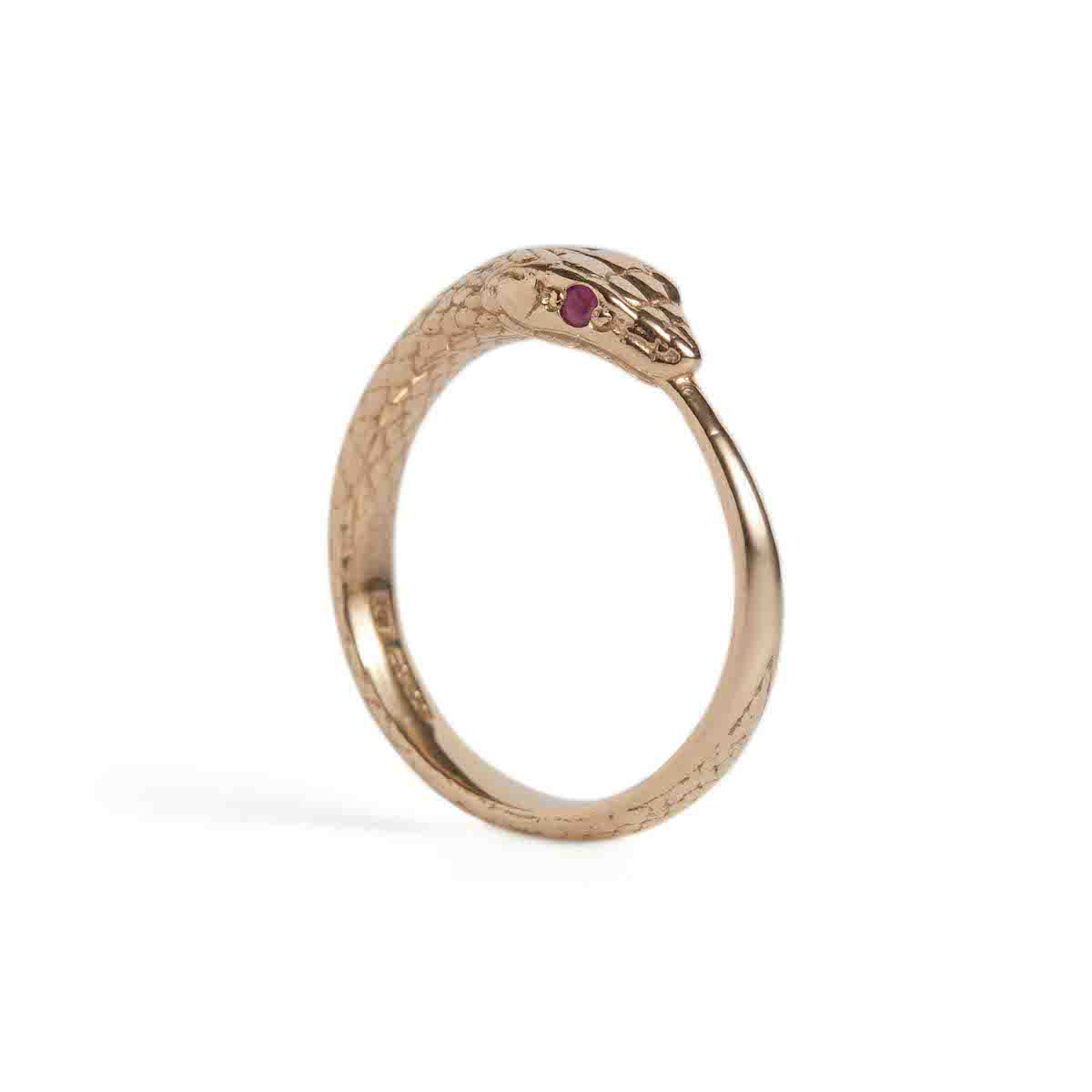 Ouroboros Snake Ring with Rubies or Sapphires Solid Gold