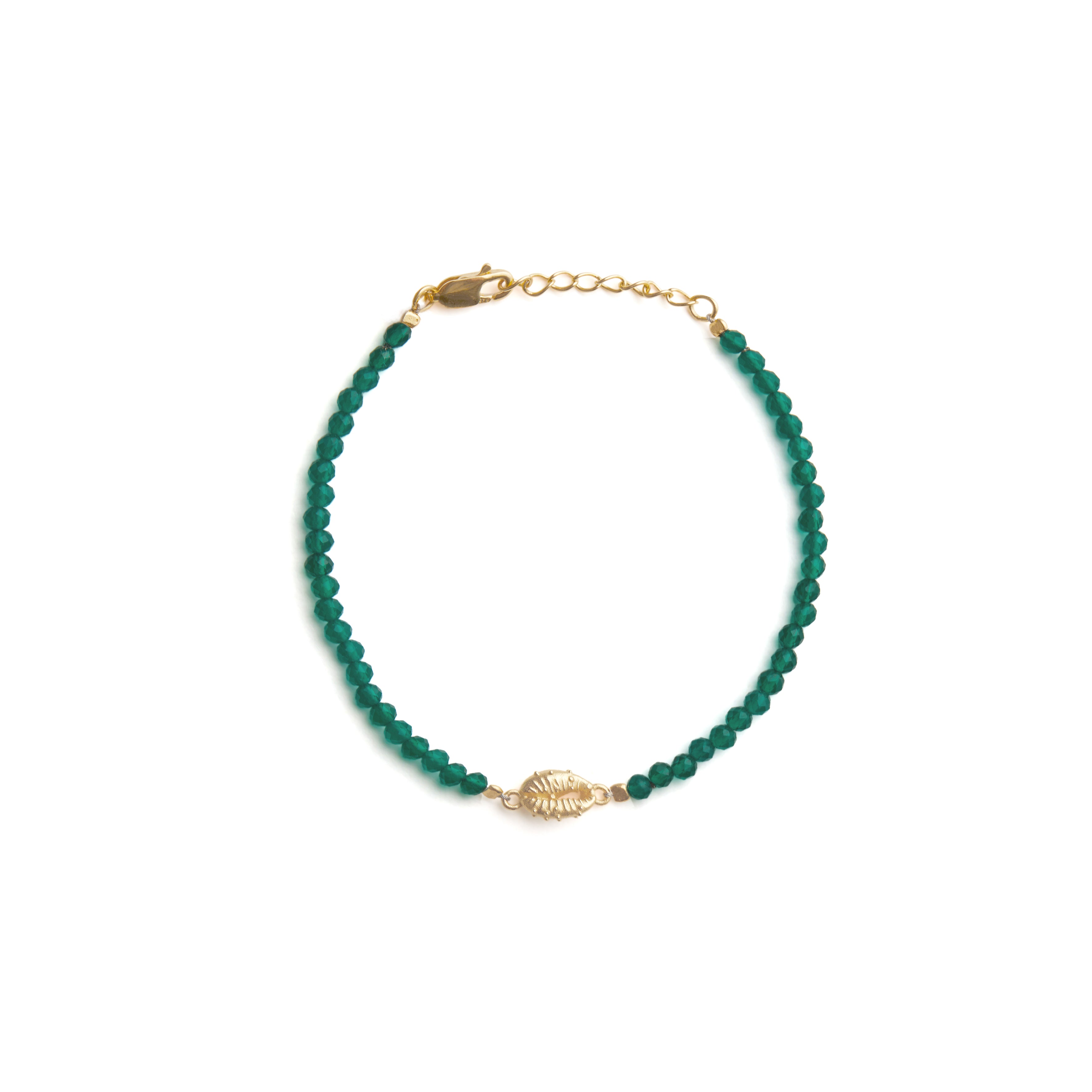 Aphrodite Mini Green Onyx Bracelet Solid Gold - Rachel Entwistle