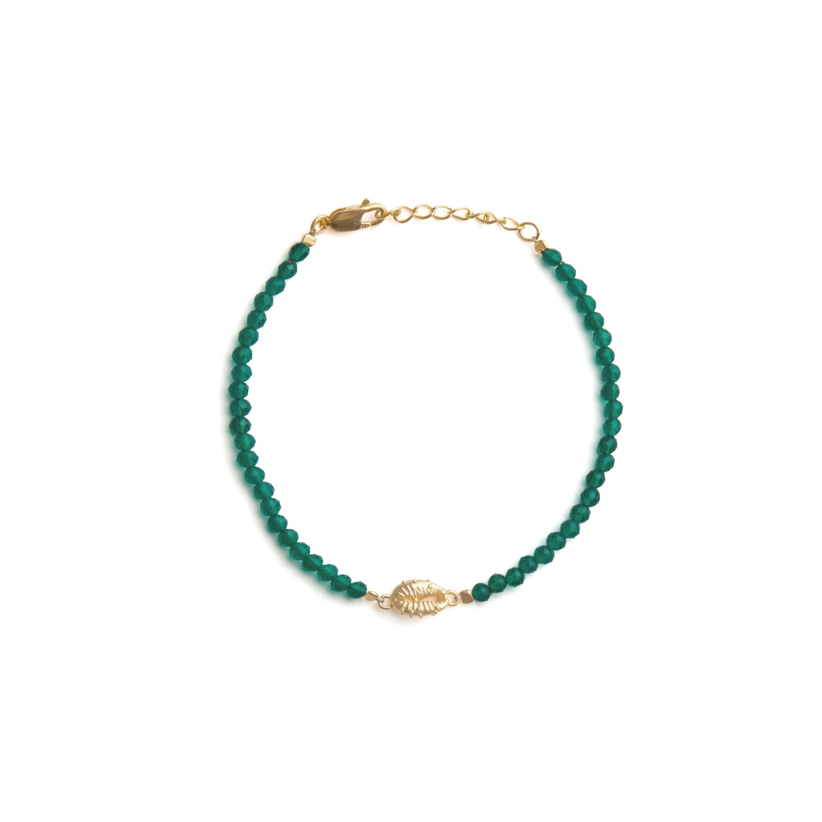 Aphrodite Mini Green Onyx Bracelet Solid Gold