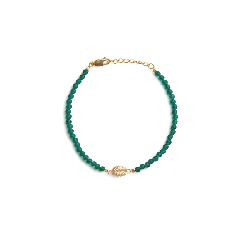 Aphrodite Mini Green Onyx Bracelet Solid Gold