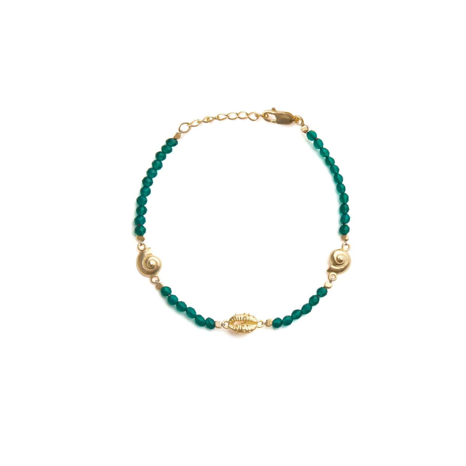 Inanna Spiral Green Onyx Bracelet Solid Gold