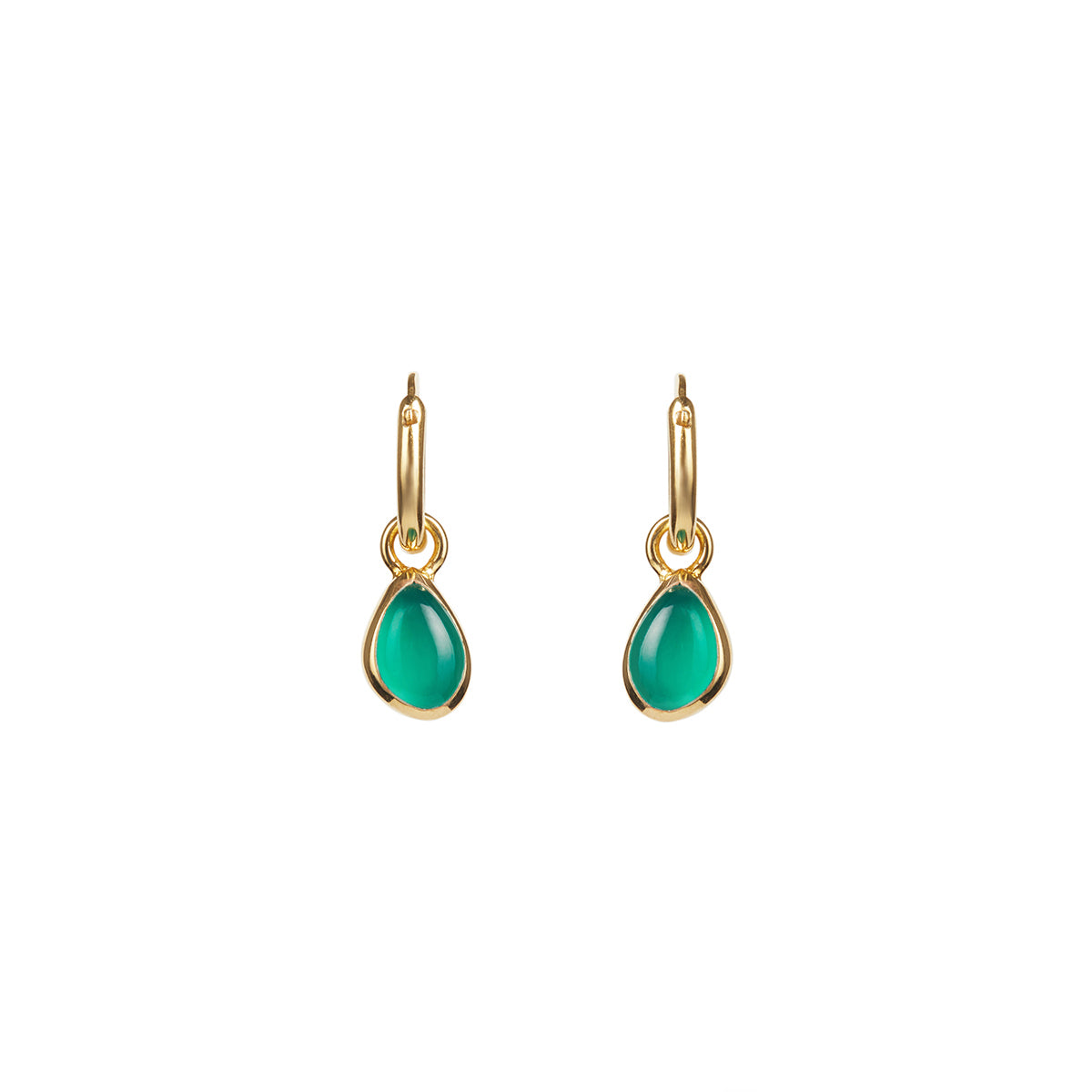 Apollo Green Onyx Mini Hoop Earrings Solid Gold