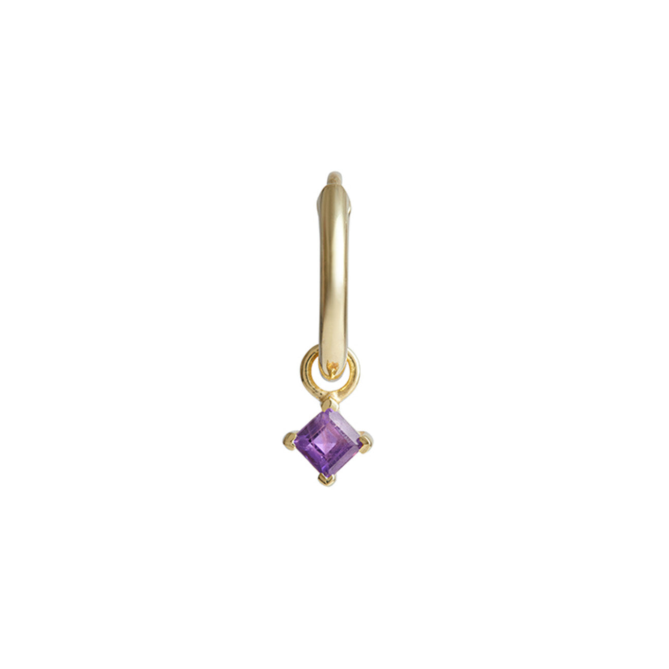 Birthstone Square Charm Hoop Solid Gold