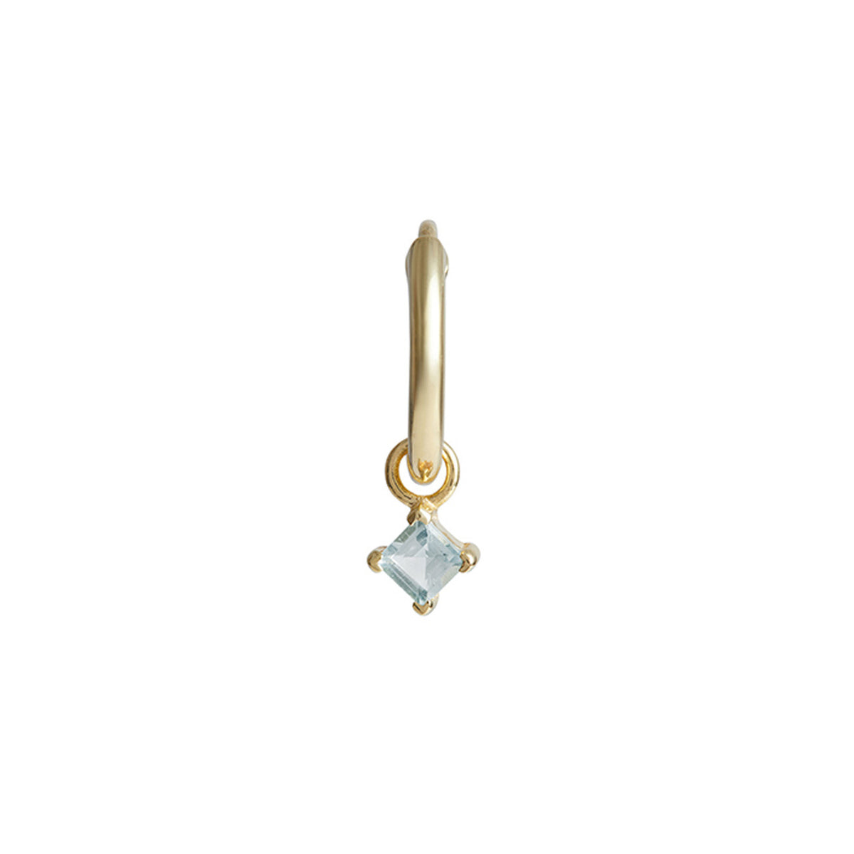 Birthstone Square Charm Hoop Solid Gold