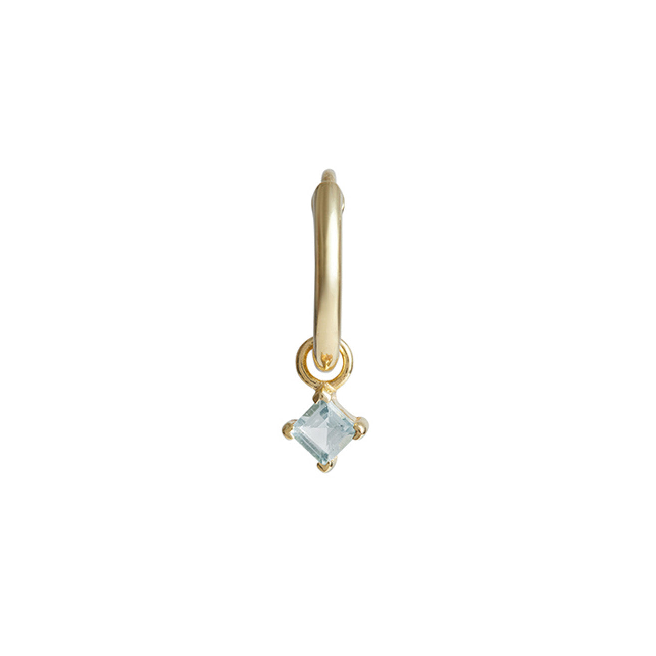Birthstone Square Charm Hoop Solid Gold
