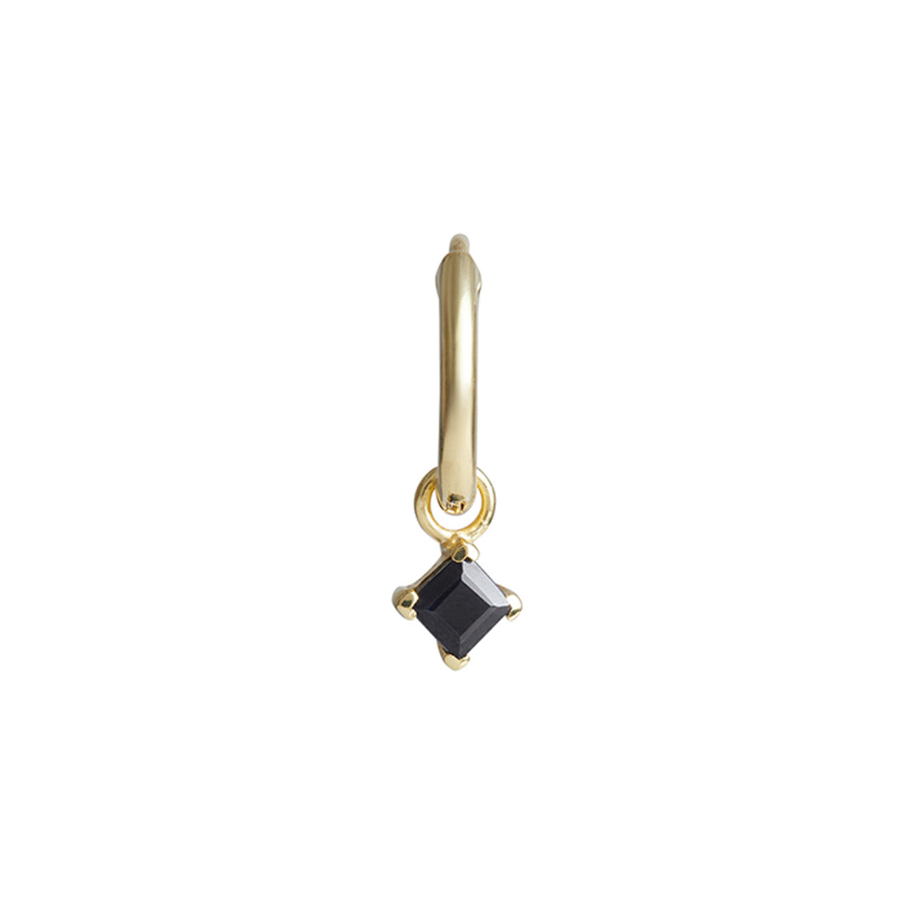 Birthstone Square Charm Hoop Solid Gold