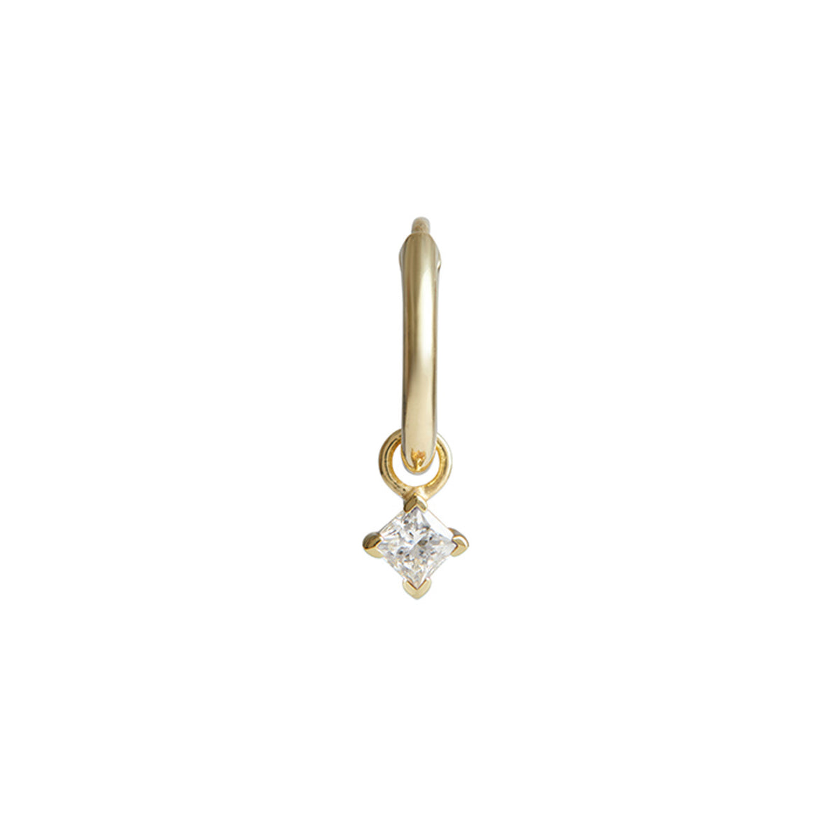 Birthstone Square Charm Hoop Solid Gold