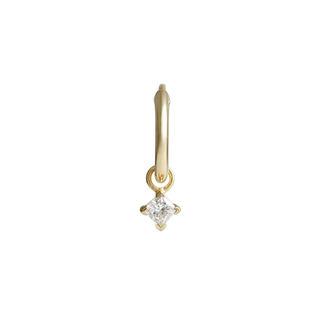 Birthstone Square Charm Hoop Solid Gold