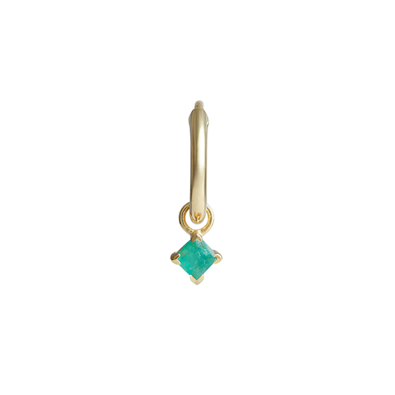 Birthstone Square Charm Hoop Solid Gold