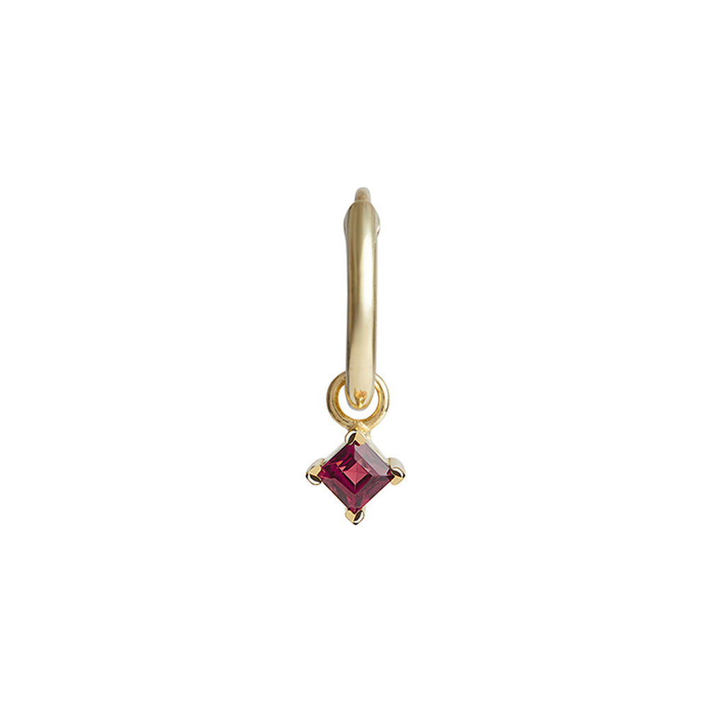 Birthstone Square Charm Hoop Solid