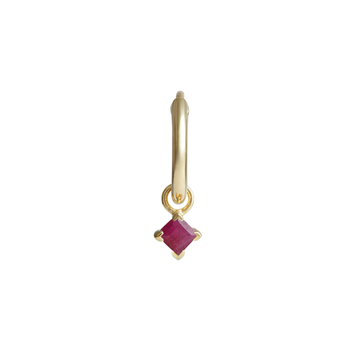Birthstone Square Charm Hoop Solid Gold