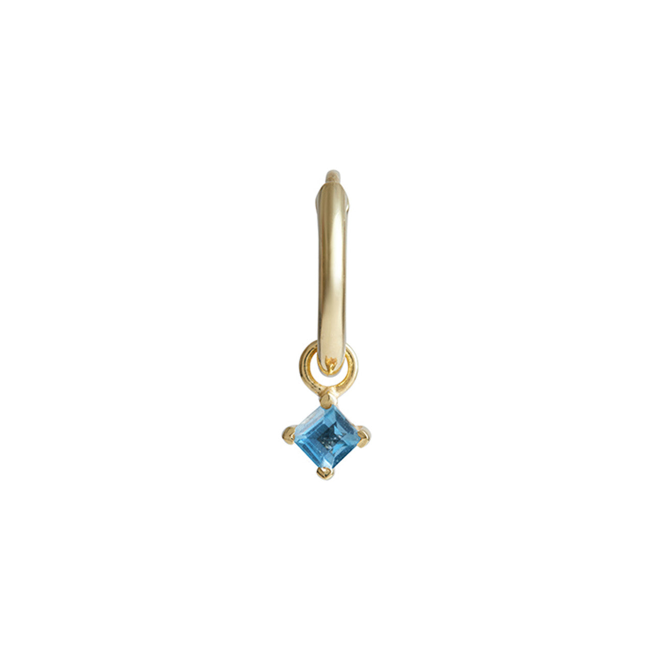 Birthstone Square Charm Hoop Solid Gold