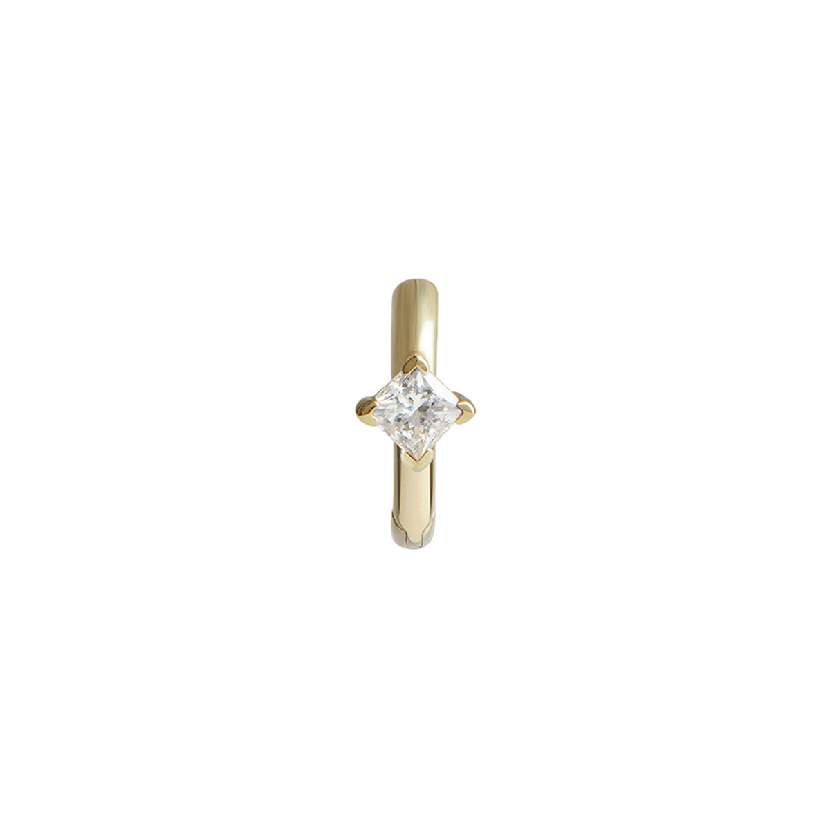 Birthstone Square Piercing Huggie Solid Gold