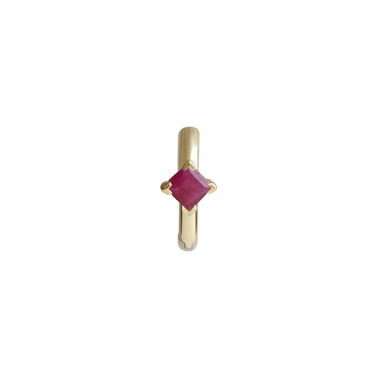 Birthstone Square Piercing Huggie Solid Gold