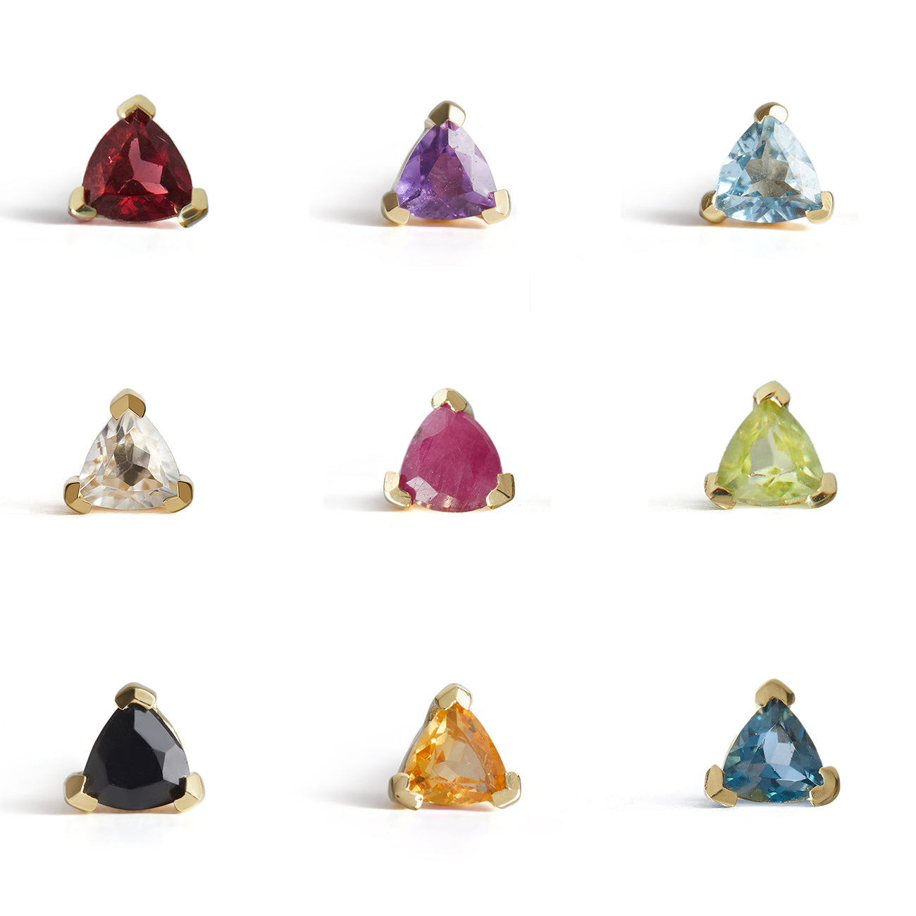 Birthstone Trillion Stud Solid Gold