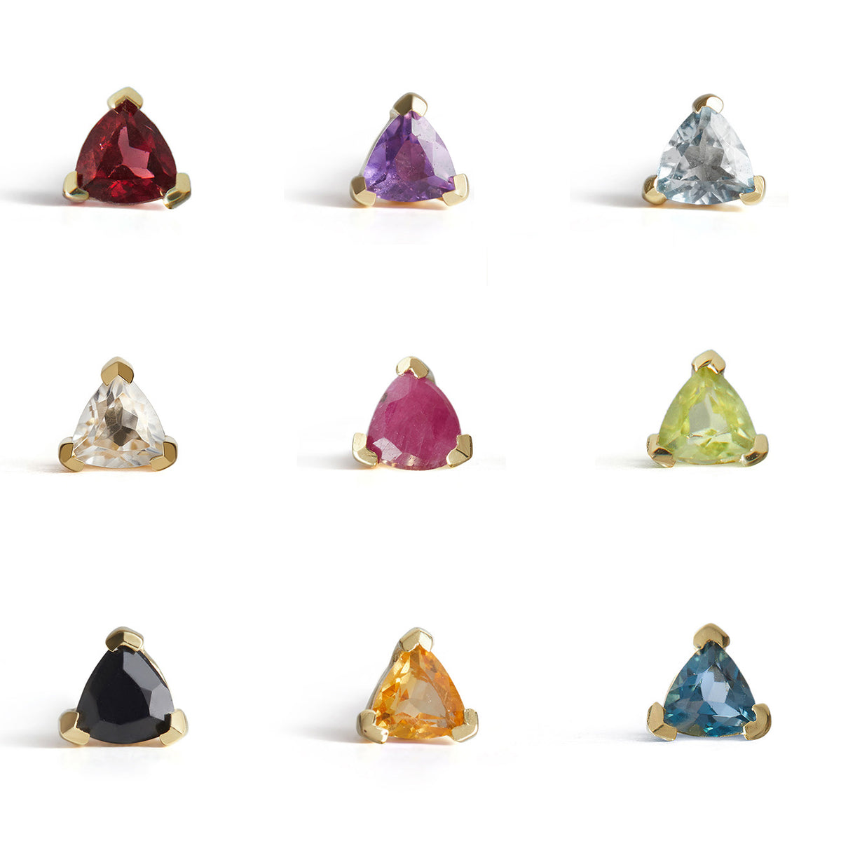 Birthstone Trillion Stud Solid Gold