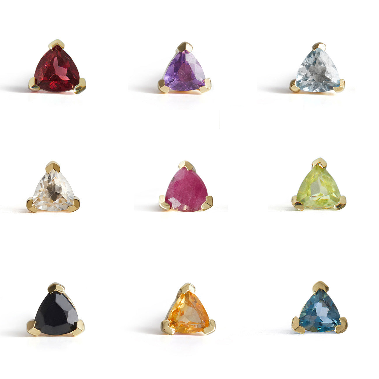 Birthstone Trillion Stud Solid Gold