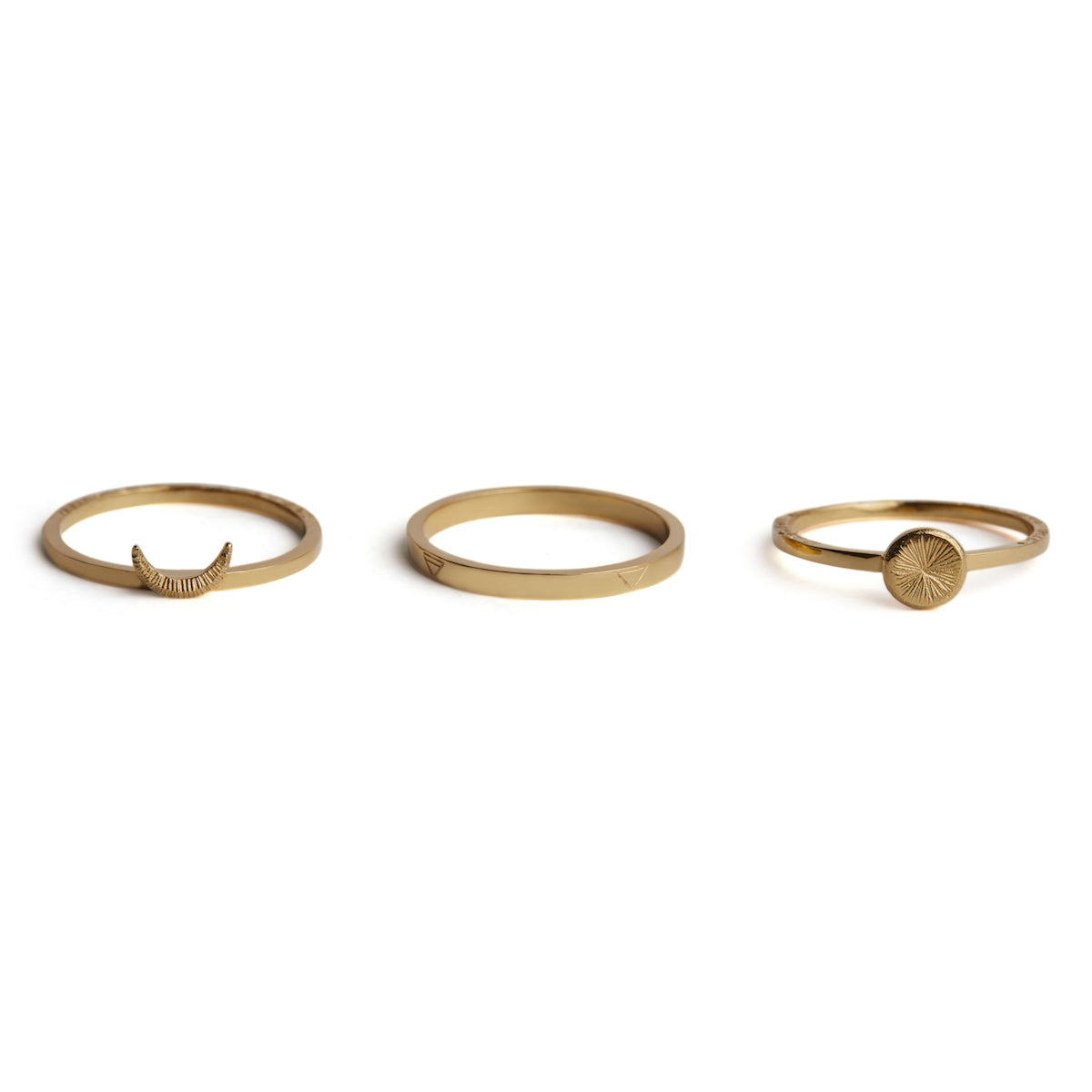 Sun Moon Four Elements Rings Set Gold