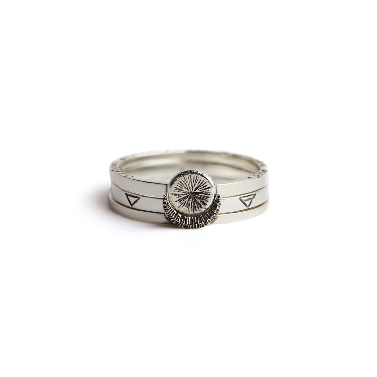 Sun Moon Four Elements Rings Set Silver