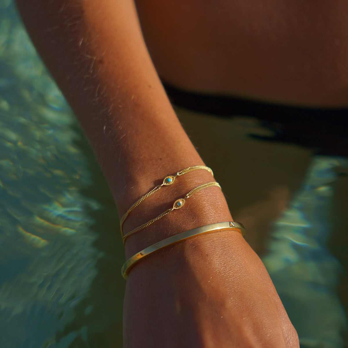 Rays of Light Mini Bracelet Emerald Gold