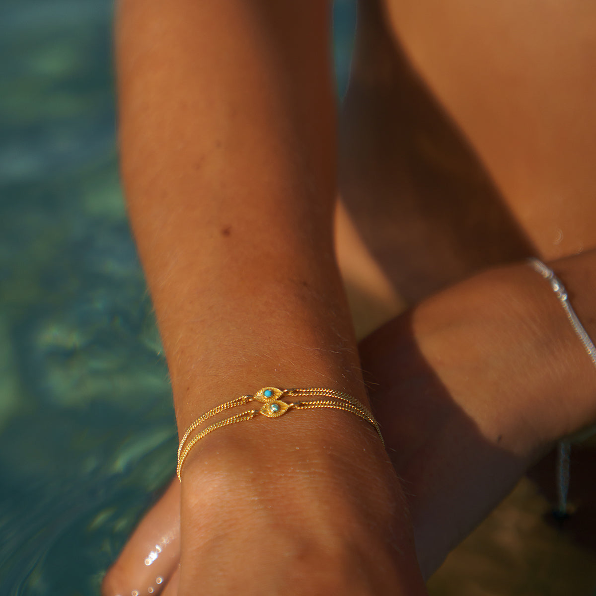 Rays of Light Mini Bracelet Turquoise Gold