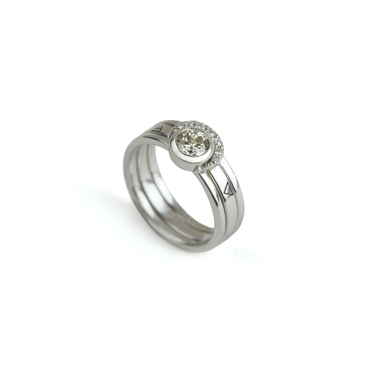 Eclipse Fine Stack Diamond Solid White Gold