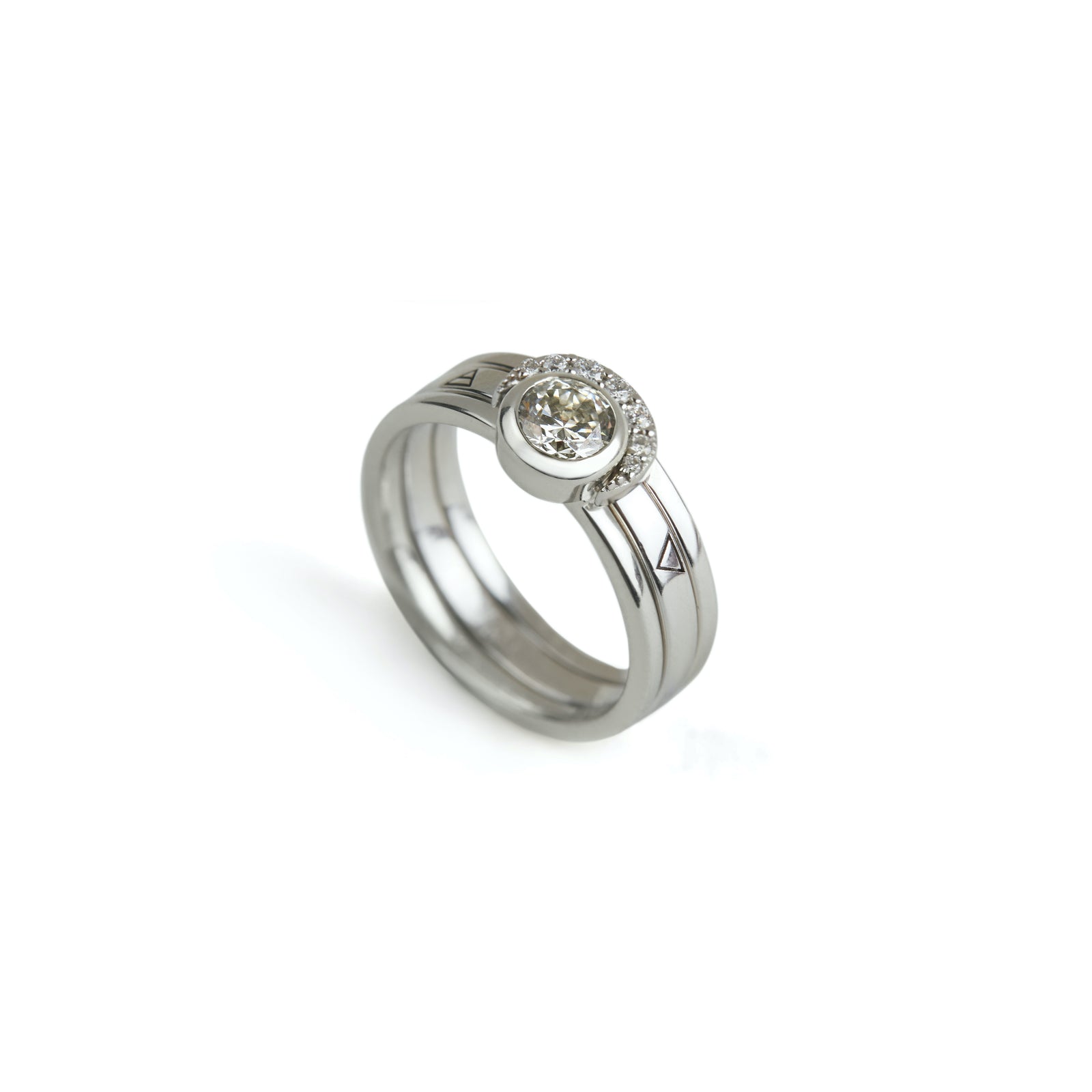 Eclipse Fine Stack Diamond Solid White Gold