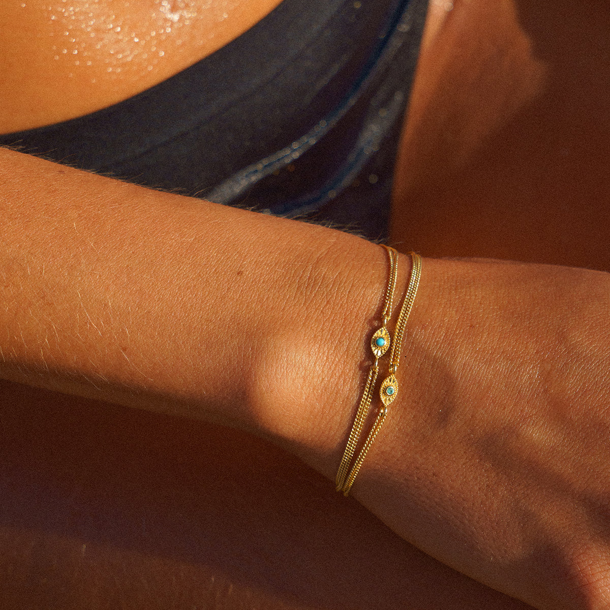 Rays of Light Mini Bracelet Green Onyx Gold